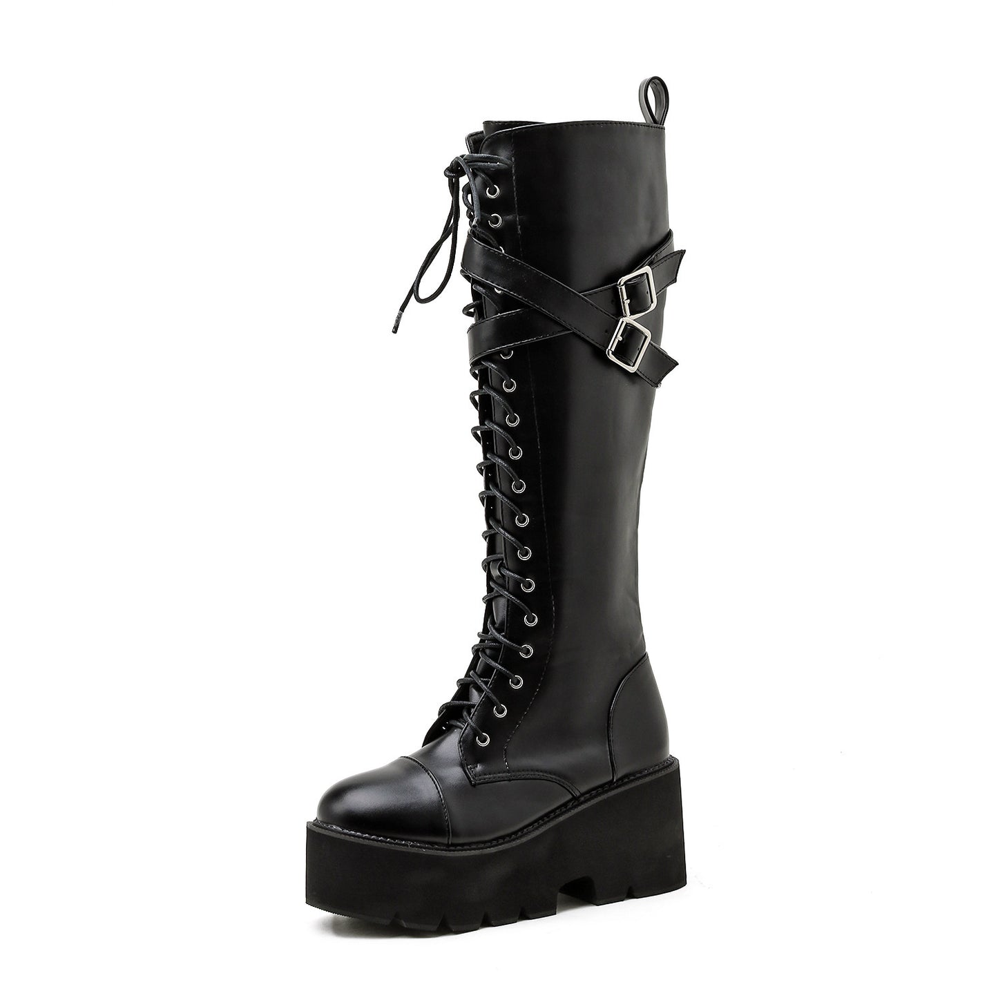 Platform Slope Heel Zipper High Heel Boots Women's Boots