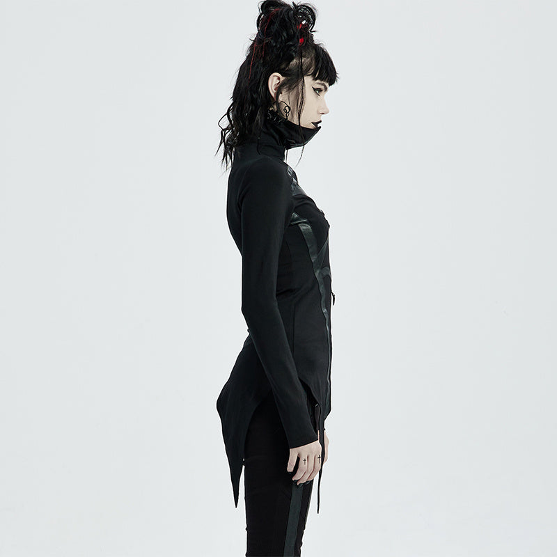 Cyber Steampunk Gothic Stand Collar T-Shirt