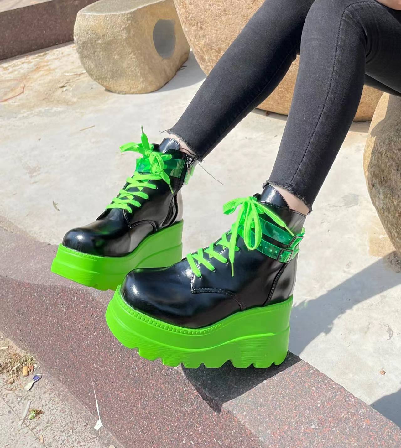 Women's Dark Gothic Wedge Platform Ankle Boots