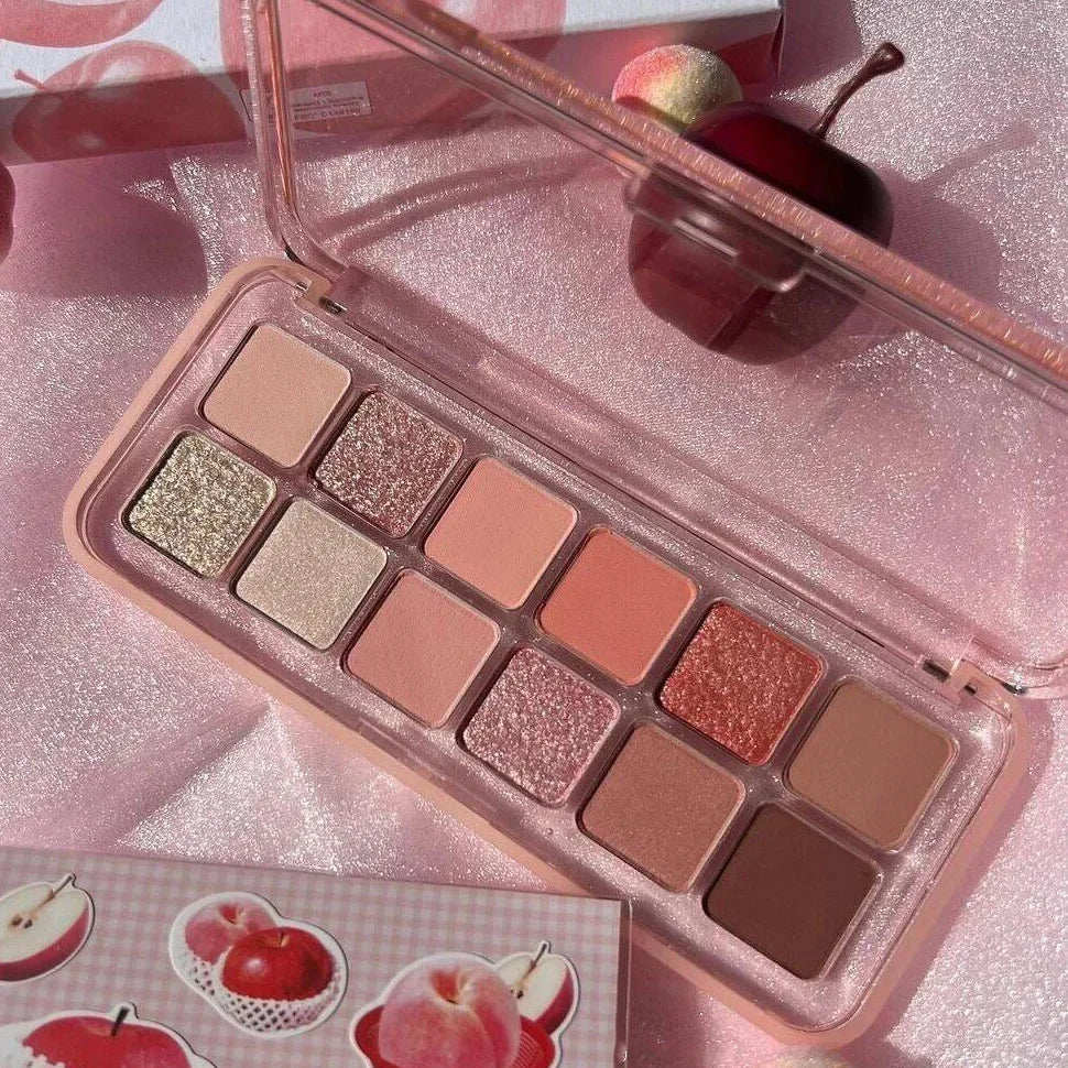 12 Colors Pink Eye Shadow Pallet Clear Glitter Pearl