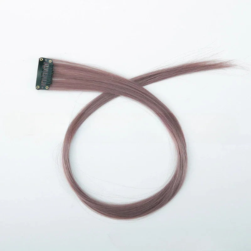 Colorful Highlight Clip in Straight Hair Extensions 50cm Synthetic Hairpieces