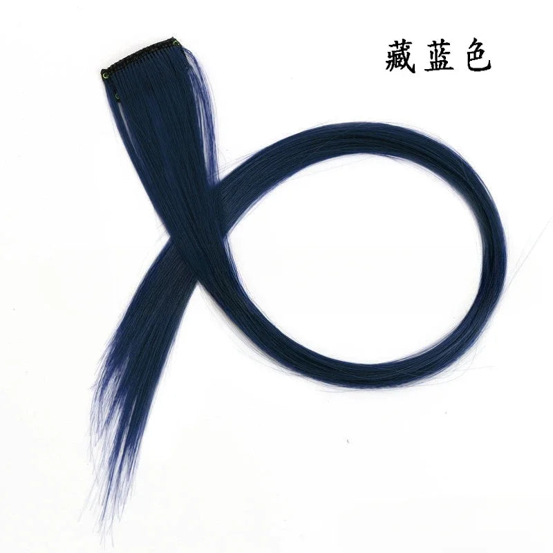 Colorful Highlight Clip in Straight Hair Extensions 50cm Synthetic Hairpieces