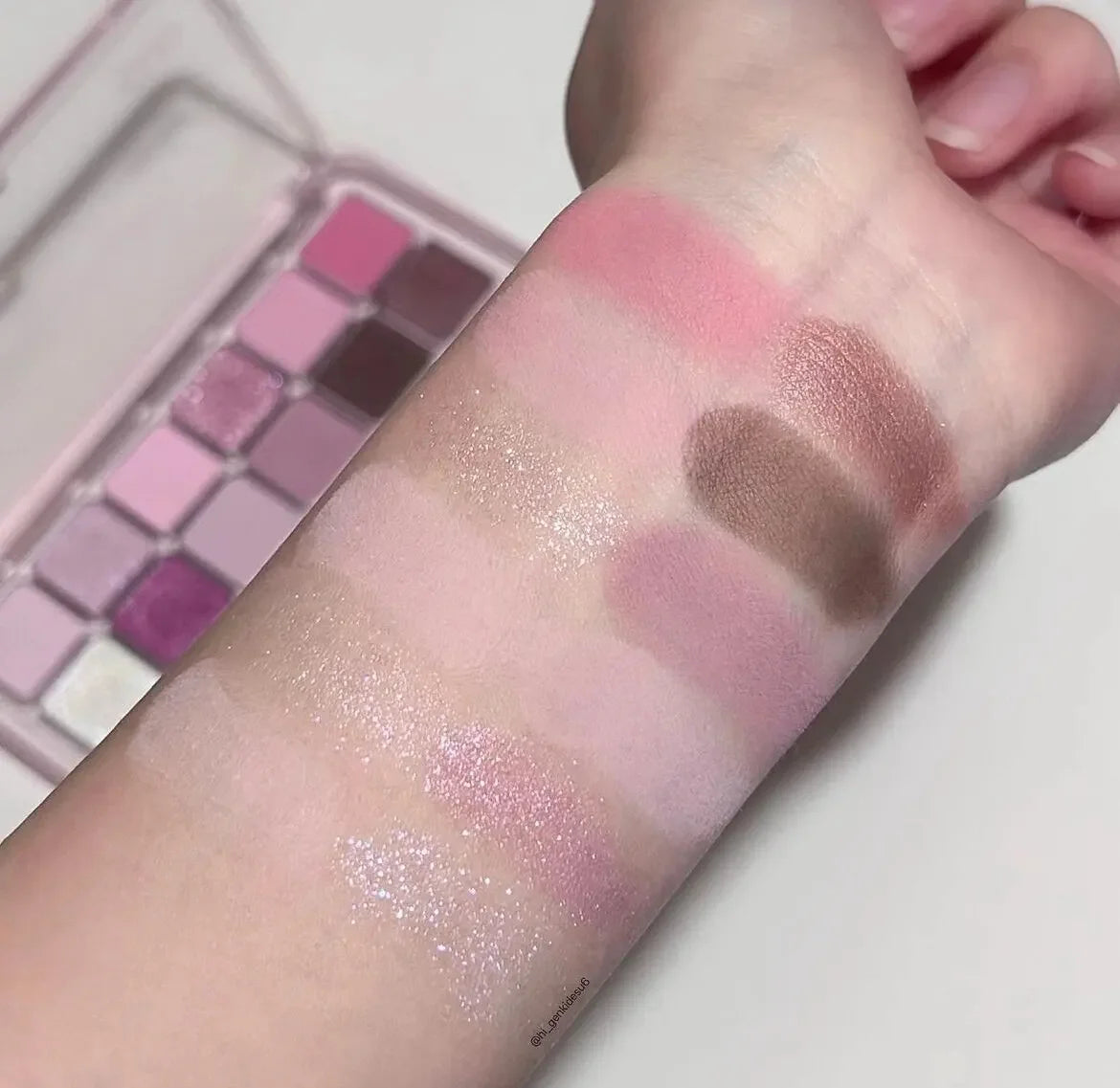 12 Colors Pink Eye Shadow Pallet Clear Glitter Pearl