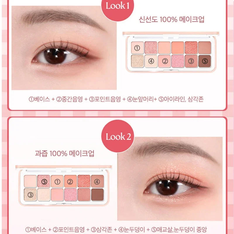 12 Colors Pink Eye Shadow Pallet Clear Glitter Pearl
