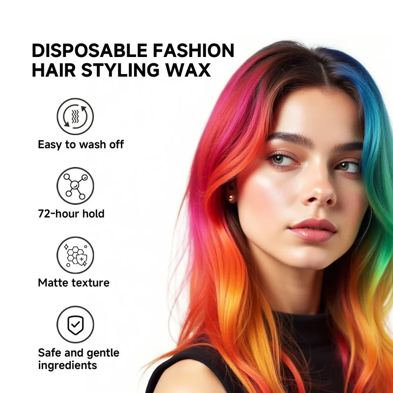 Hair Color Wax Temporary Long Lasting Mud Styling 10 Color Coloring Cream