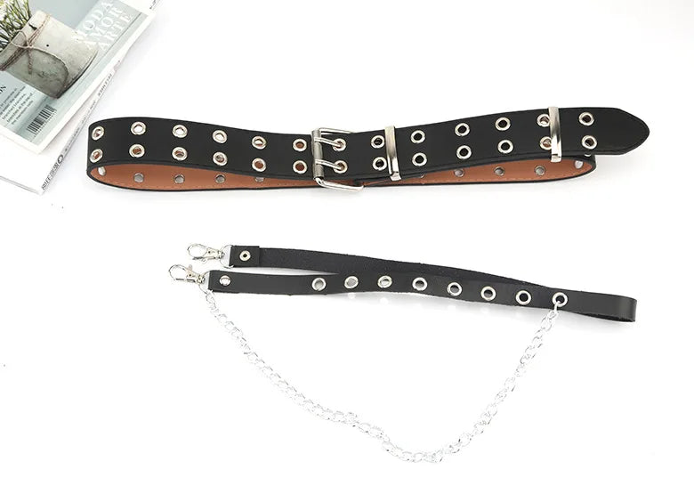 Gothic Style Double-breasted Buttonhole Belt Decoration Waist Chain Strap