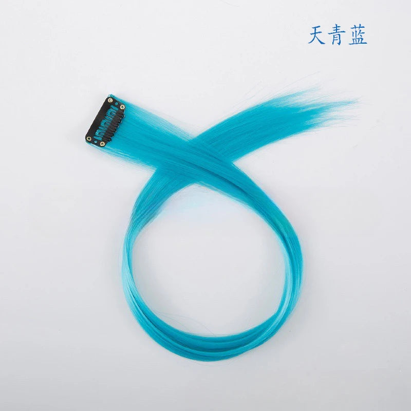 Colorful Highlight Clip in Straight Hair Extensions 50cm Synthetic Hairpieces