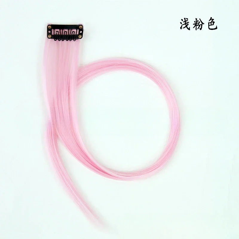 Colorful Highlight Clip in Straight Hair Extensions 50cm Synthetic Hairpieces