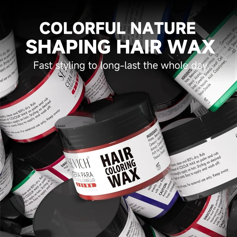 Hair Color Wax Temporary Long Lasting Mud Styling 10 Color Coloring Cream