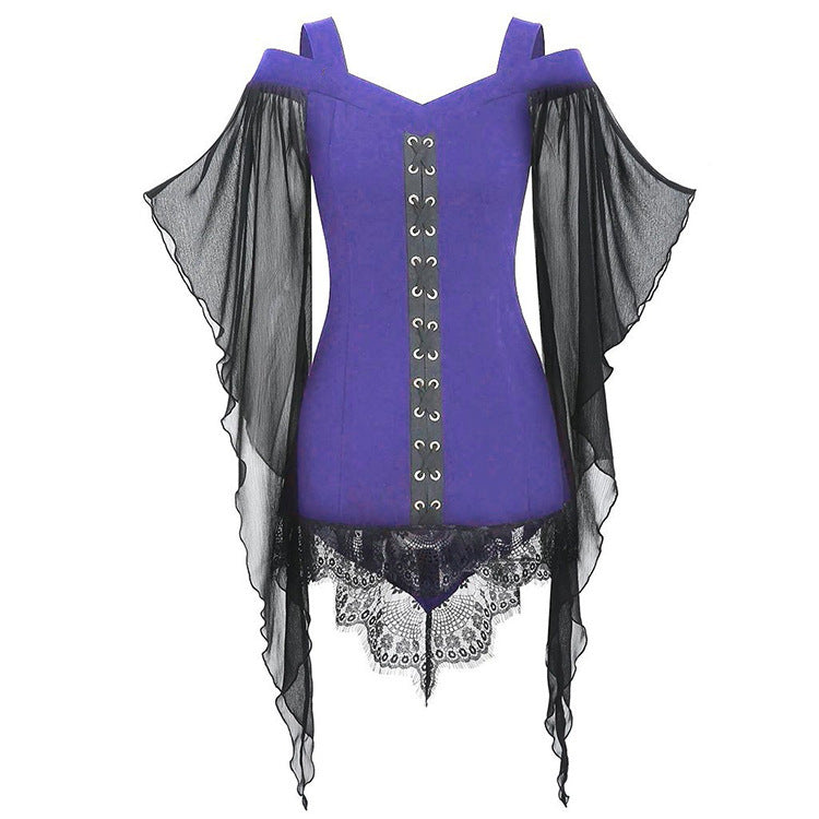 Gothic Swing Sleeve Irregular Panel Chiffon Shirt