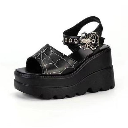 Fashion Gothic Spider Web Embroidered Women's Shoes