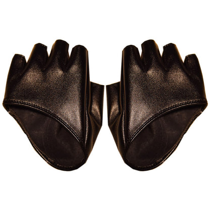 Jumper girl goth punk jk leather half finger half palm gloves