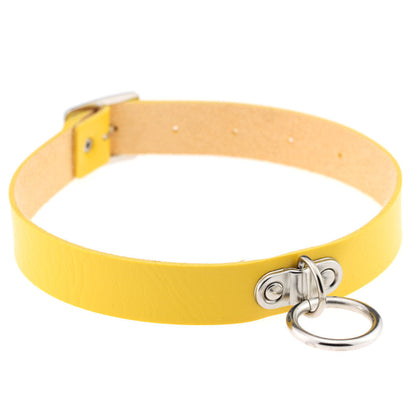 Sexy Leather Choker Collar Round Circle Pendant Choker Necklace Women Punk Style Chocker Fashion Goth Jewelry