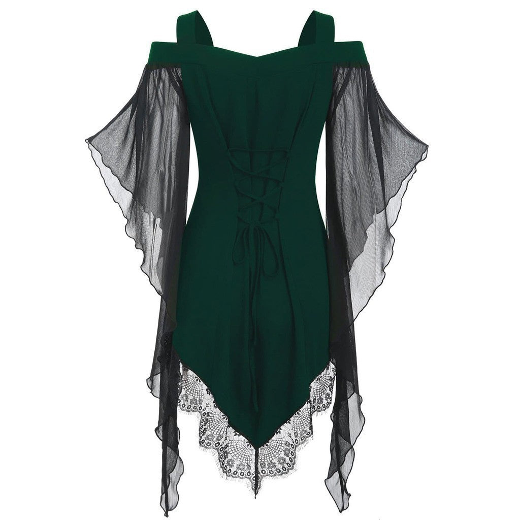 Gothic Swing Sleeve Irregular Panel Chiffon Shirt