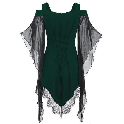 Gothic Swing Sleeve Irregular Panel Chiffon Shirt