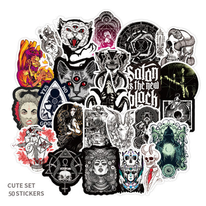 50 Goth Demon Black And White Punk Gothic Graffiti Stickers Witch Notebook Stickers