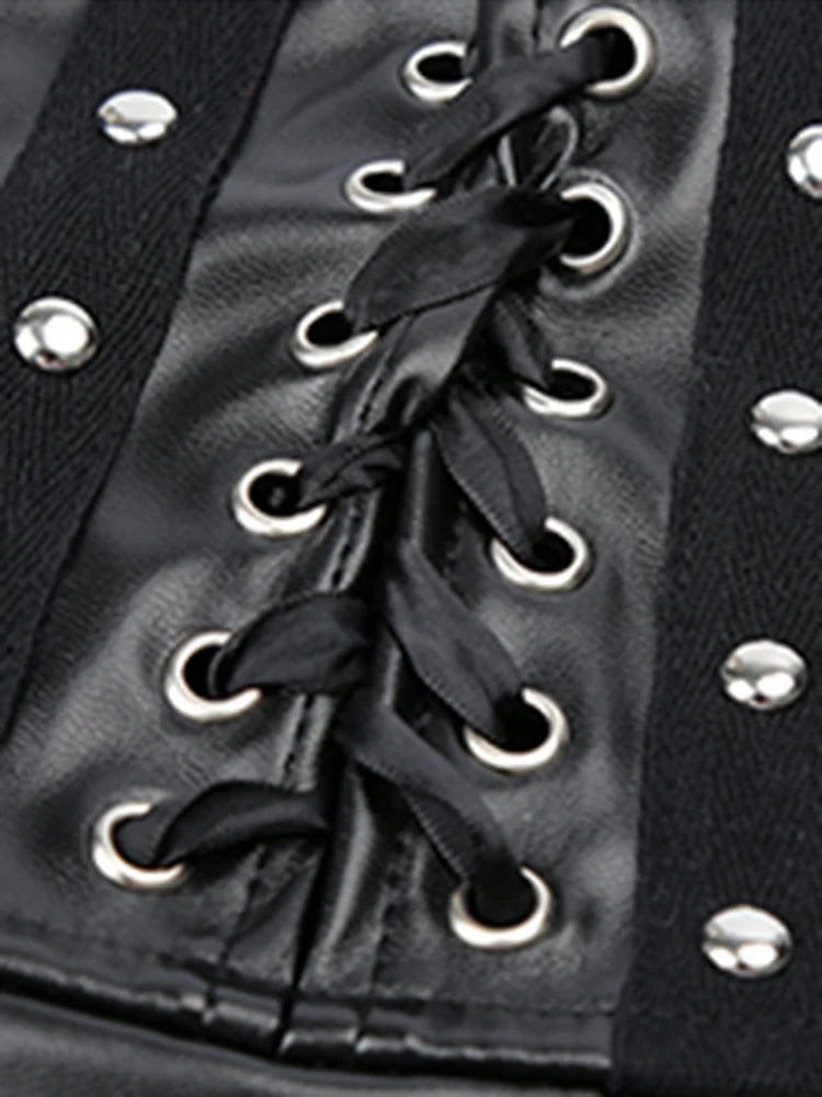 Lautaro Black Soft Pu Leather Pleated Skirt Women High Waist Goth Vintage Punk Style Luxury Designer Clothes 2025