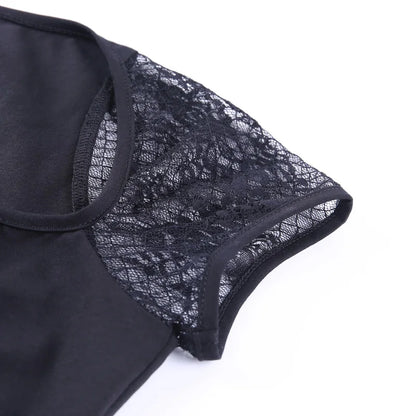 Vintage Bodycon Bandage Lace Black T-shirts