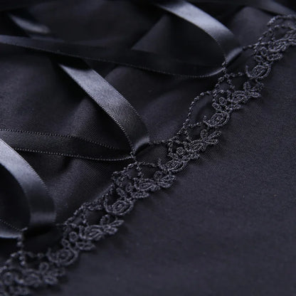 Vintage Bodycon Bandage Lace Black T-shirts