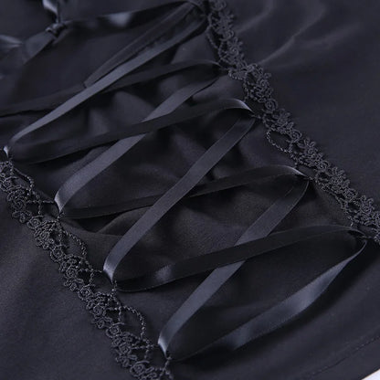 Vintage Bodycon Bandage Lace Black T-shirts