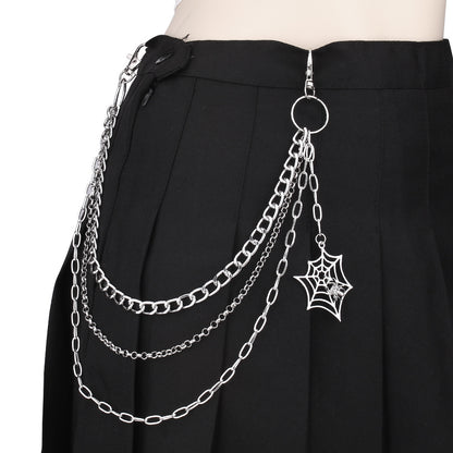 Trendy Punk Metal Personality Three-layer Spider Web Jeans Chain