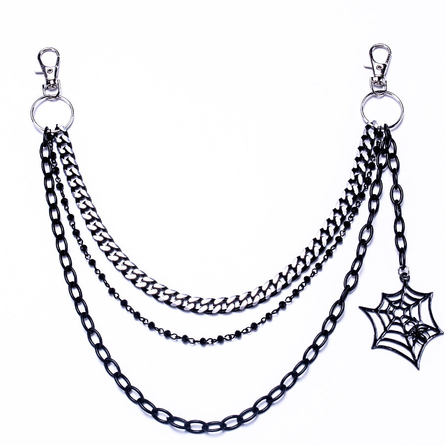 Trendy Punk Metal Personality Three-layer Spider Web Jeans Chain