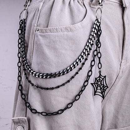Trendy Punk Metal Personality Three-layer Spider Web Jeans Chain