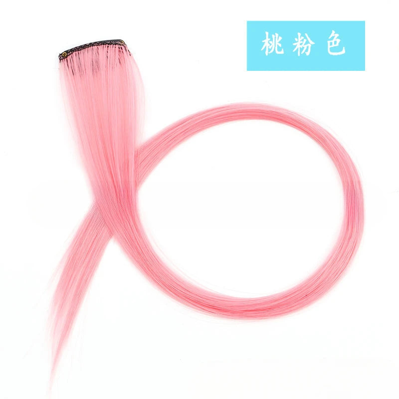 Colorful Highlight Clip in Straight Hair Extensions 50cm Synthetic Hairpieces
