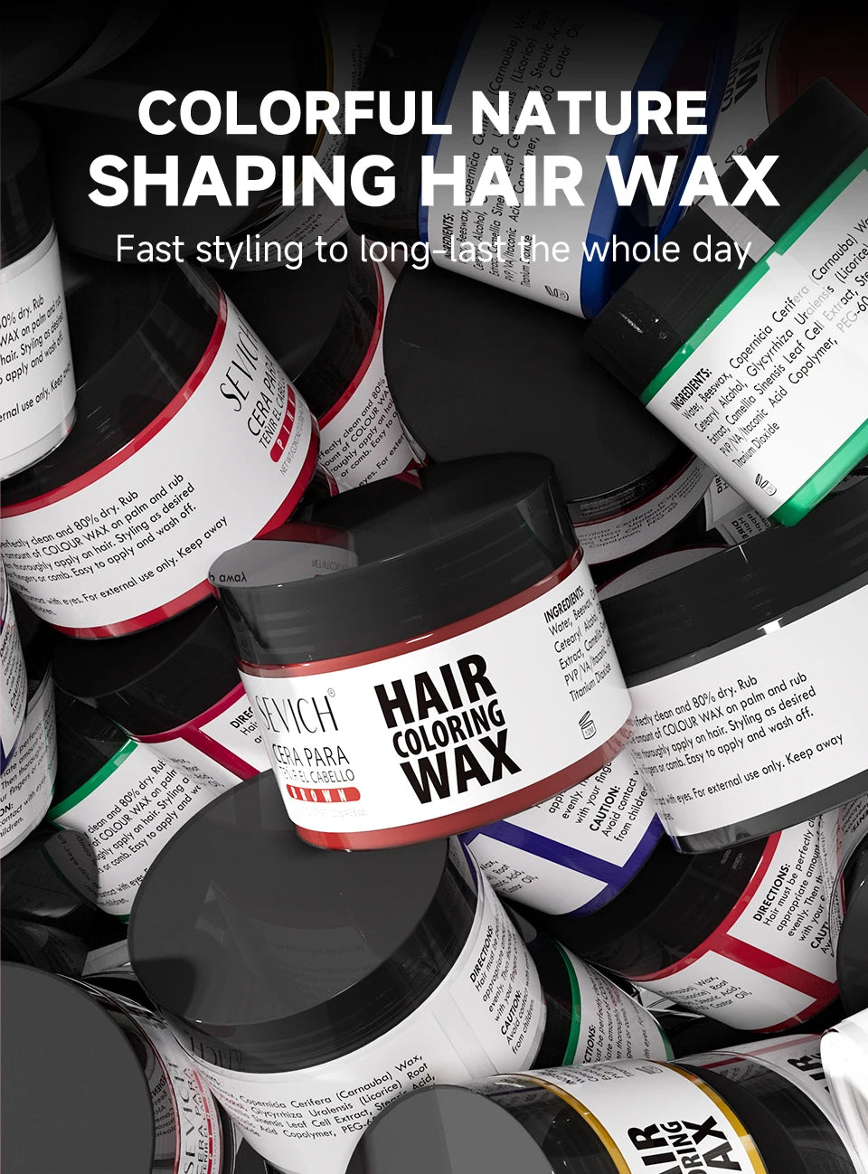 Hair Color Wax Temporary Long Lasting Mud Styling 10 Color Coloring Cream