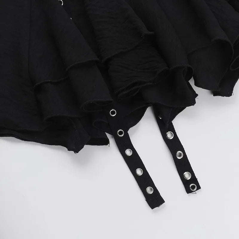 Gothic Punk Asymmetrical Skirt - Women's Heavy Metal Retro Mini Skirt, Dark Alternative Fashion,Edgy Streetwear