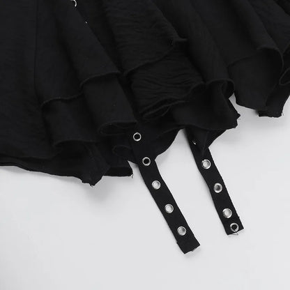 Gothic Punk Asymmetrical Skirt - Women's Heavy Metal Retro Mini Skirt, Dark Alternative Fashion,Edgy Streetwear