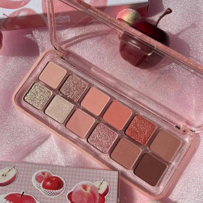 12 Colors Pink Eye Shadow Pallet Clear Glitter Pearl