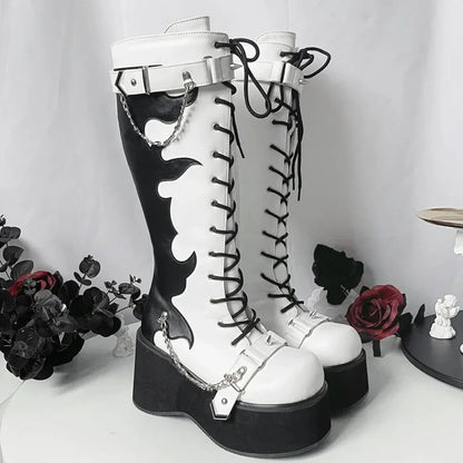 Platform brand new Design Gothic Street Women Boots Wedge High Heel Mary Janes Cosplay Dark Black Shoes For Woman Lolita Booties