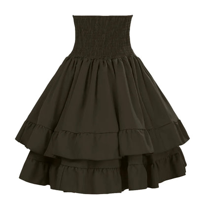 Victorian Period Skirt Girls Black Gothic Style Multi-layer Cake Half Dress Princess Cosplay Banquet Lolita