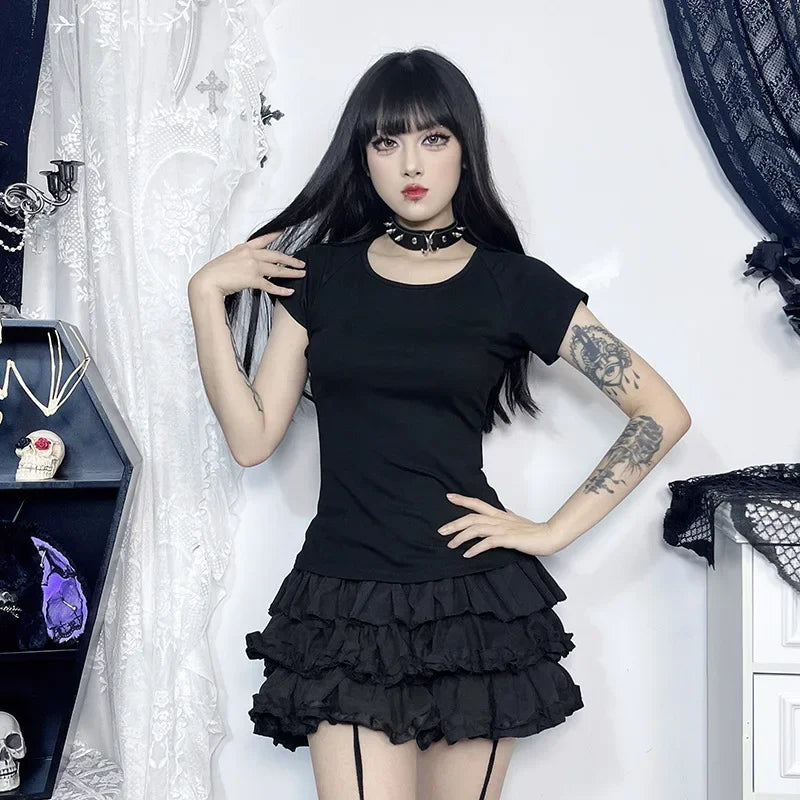 Gothic See Through Angel Graphic Print T-shirt