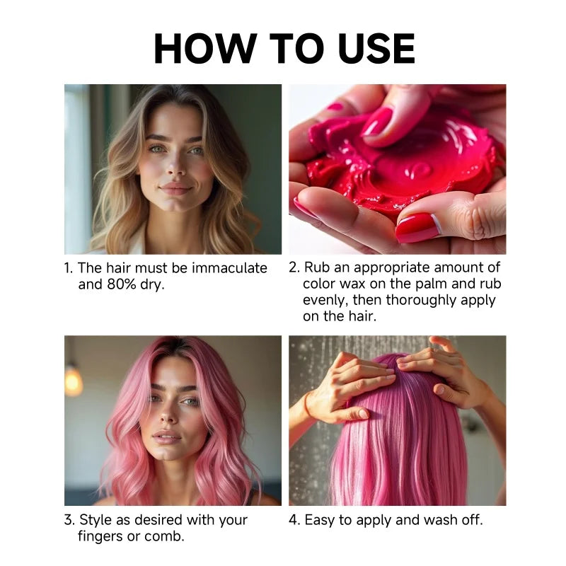 Hair Color Wax Temporary Long Lasting Mud Styling 10 Color Coloring Cream