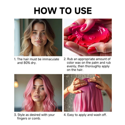 Hair Color Wax Temporary Long Lasting Mud Styling 10 Color Coloring Cream