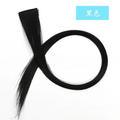 Colorful Highlight Clip in Straight Hair Extensions 50cm Synthetic Hairpieces