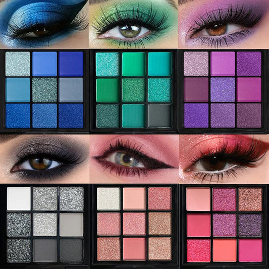9-Grid Red Eyeshadow Palette Eye Shadow Makeup Long Lasting