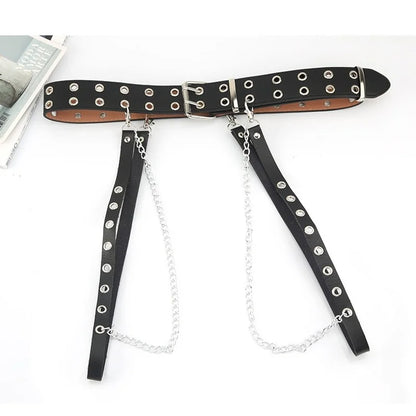 Gothic Style Double-breasted Buttonhole Belt Decoration Waist Chain Strap