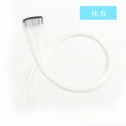 Colorful Highlight Clip in Straight Hair Extensions 50cm Synthetic Hairpieces