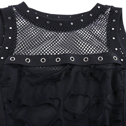 Gothic Crop Tops Tanks Trendy Camisole Fishnet Backless  Vest