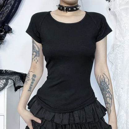 Gothic See Through Angel Graphic Print T-shirt