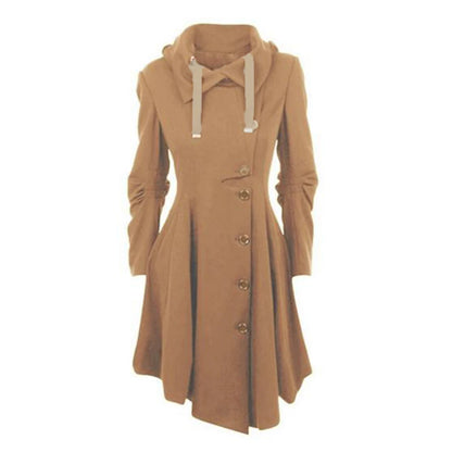 Goth Overcoat Trench Coat Long Slim Asymmetric Lapel Collar Button