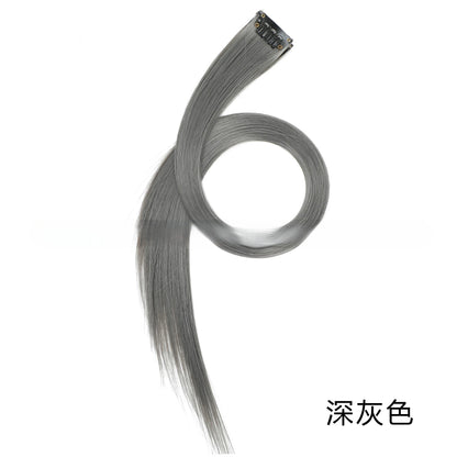Colorful Highlight Clip in Straight Hair Extensions 50cm Synthetic Hairpieces