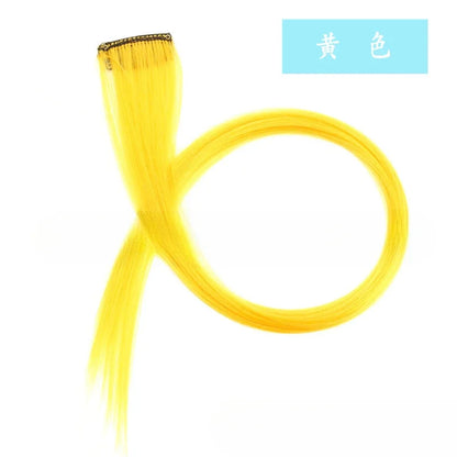Colorful Highlight Clip in Straight Hair Extensions 50cm Synthetic Hairpieces