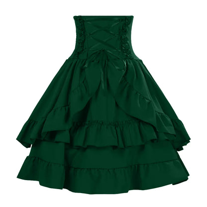 Victorian Period Skirt Girls Black Gothic Style Multi-layer Cake Half Dress Princess Cosplay Banquet Lolita
