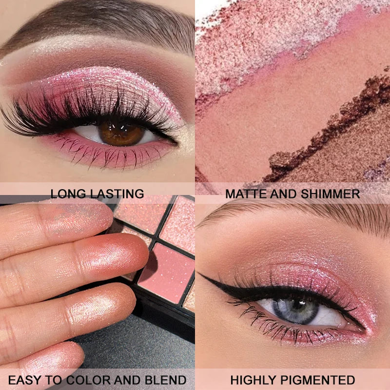 9-Grid Red Eyeshadow Palette Eye Shadow Makeup Long Lasting