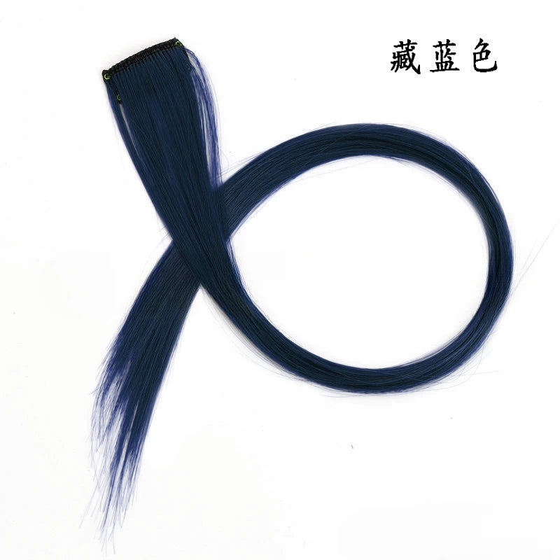 Colorful Highlight Clip in Straight Hair Extensions 50cm Synthetic Hairpieces