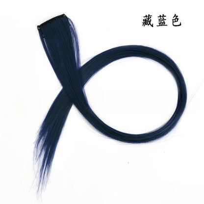 Colorful Highlight Clip in Straight Hair Extensions 50cm Synthetic Hairpieces